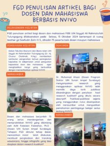 FGD Penulisan Artikel Bagi DOsen dan Mahasiswa Berbasis NVIVO